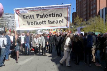 Manifestación en favor del boicot a Israel en Noruega.