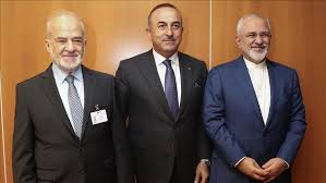 Ibrahim al Yaafari, Mevlut Cavusoglu y Mohammad Yavad Zarif