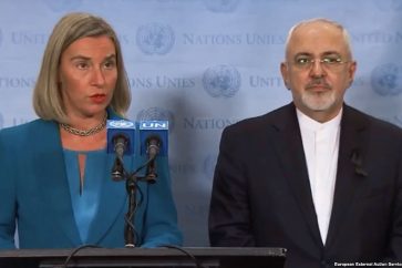 Federica Mogherini y Mohammed Yavad Zarif