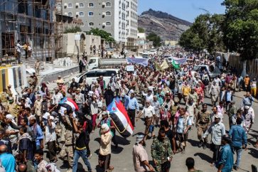 Manifestación en Adén contra Hadi y la coalición saudí