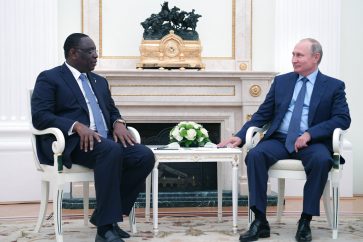 Russian President Vladimir Putin, right, listens to President of Senegal Macky Sall during their meeting in the Kremlin in Moscow, Russia, Wednesday, June 20, 2018. (Alexei Druzhinin, Sputnik, Kremlin Pool Photo via AP)