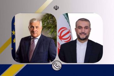 Hossein Amir-Abdollahian (dcha.) y Antonio Tajani